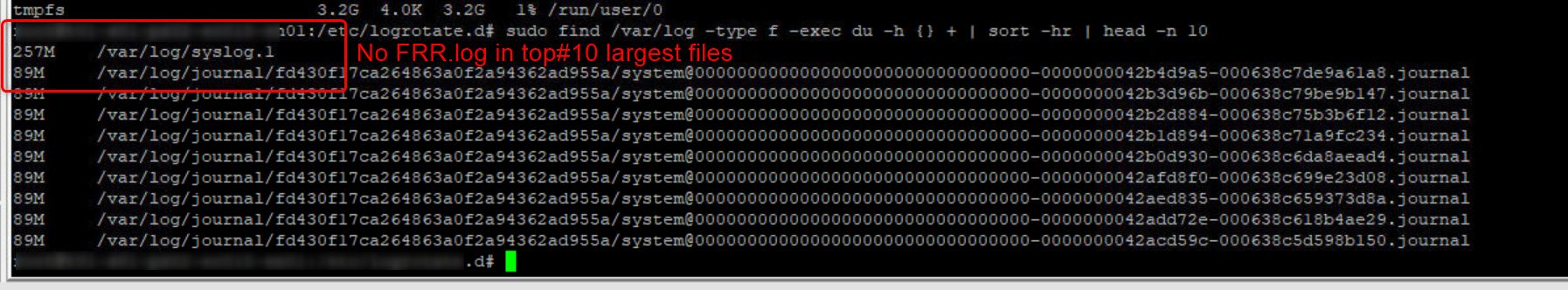 Edge-Node-Disk-Space-NO-Large-FRR-log-file
